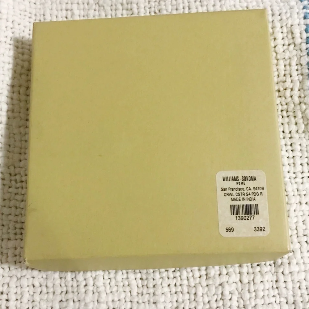 Williams Sonoma hand stitched crewel coaster set